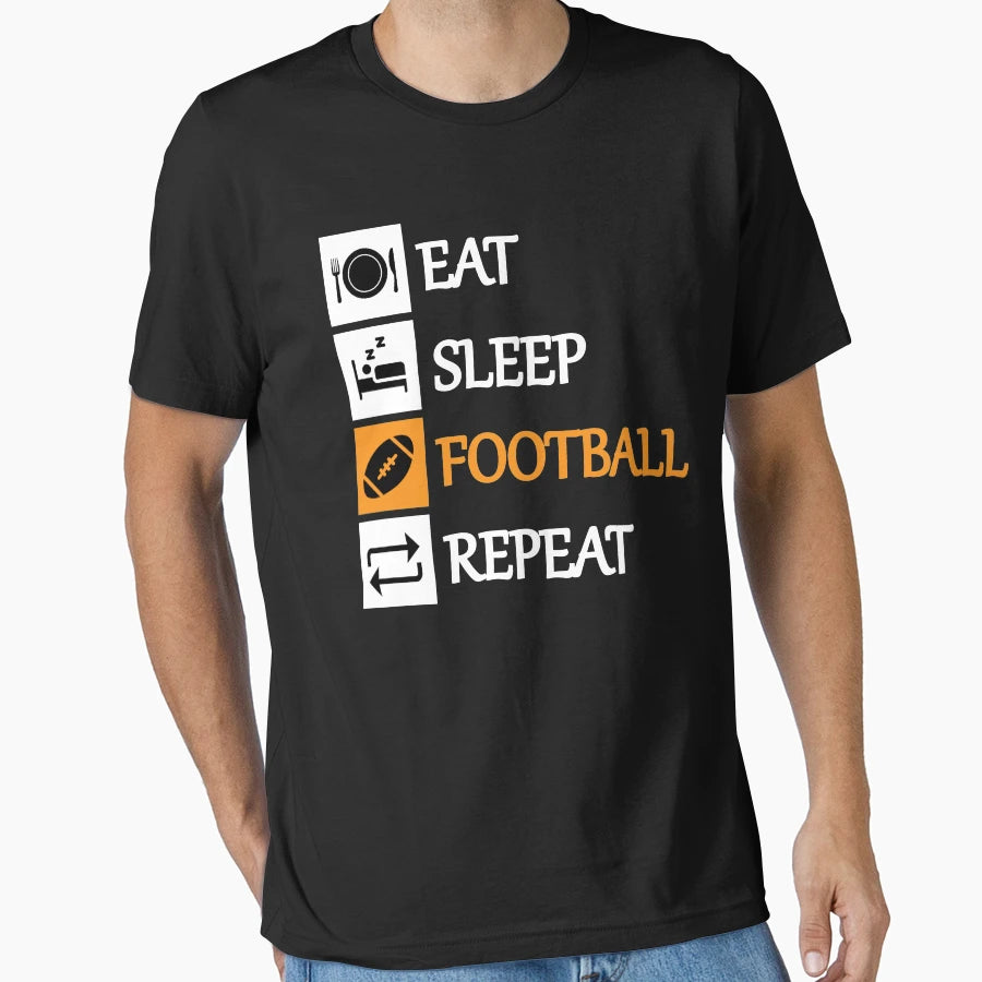 Eat Sleep Football Repeat T-Shirt - Unique Graphic for Adults - T-Shirt, Sweatshirt, Hoodie