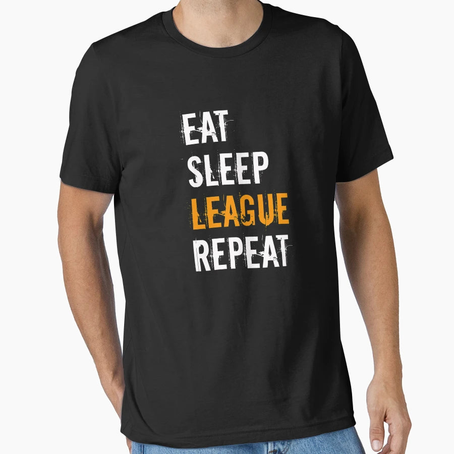 League Gamer Eat Sleep League Repeat T-Shirt - Trendy Graphic for Adults - T-Shirt, Sweatshirt, Hoodie