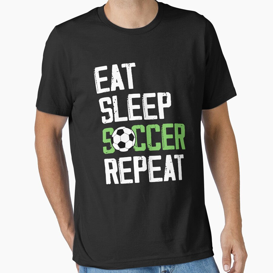 Eat Sleep Soccer Repeat Cool Sport Player by Phoebeys - Adult & Kids T-Shirts, Sweatshirts & Hoodies apparel design preview 1