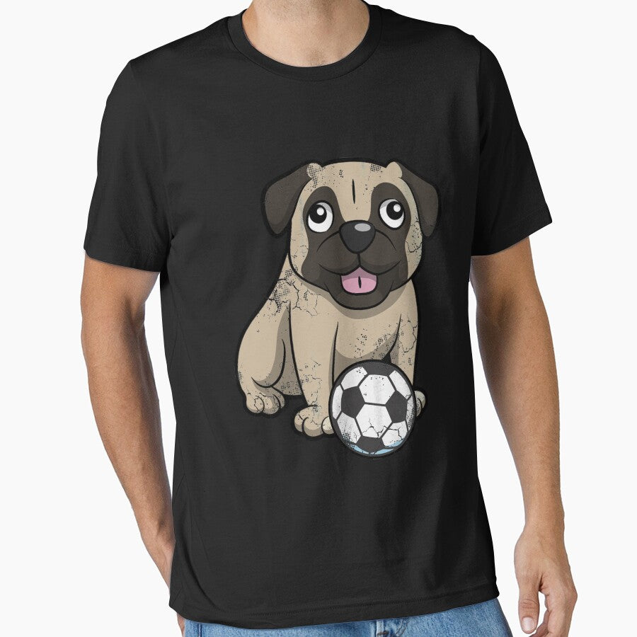 Pug Soccer Player by frittata - Adult & Kids T-Shirts, Sweatshirts & Hoodies apparel design preview 1