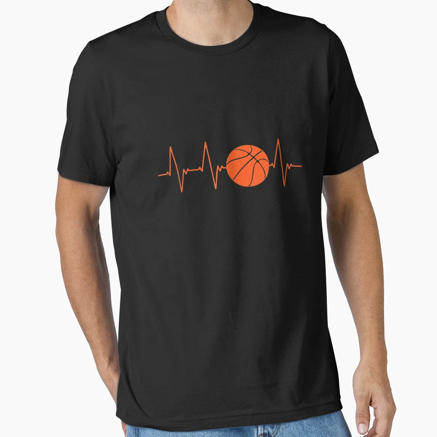 Basketball Heartbeat Bball Gift T-Shirt - Fun Novelty Design Unisex - T-Shirt, Sweatshirt, Hoodie