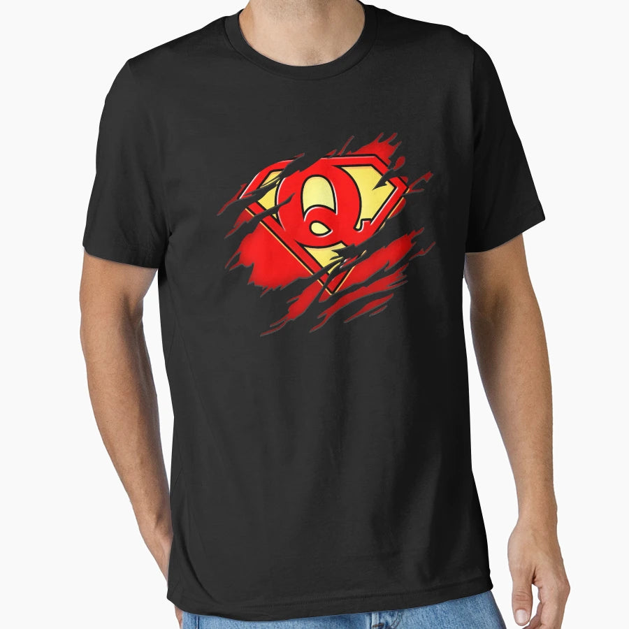 Letter Q Super Hero Name Birthday T-Shirt - Fun Novelty Design for Adults - T-Shirt, Sweatshirt, Hoodie