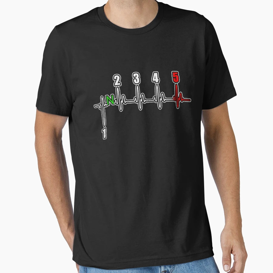 Motorcycle Heartbeat 1N2345 Ws T-Shirt - Graphic Print for Adults - T-Shirt, Sweatshirt, Hoodie