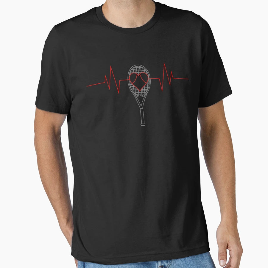 Tennis Racquet Heartbeat T-Shirt - Streetwear Style Unisex - T-Shirt, Sweatshirt, Hoodie