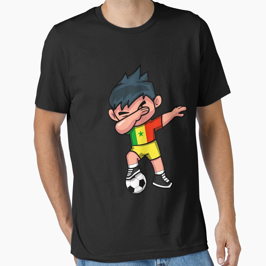 Soccer Boy Dabbing Senegal by melsens - Adult & Kids T-Shirts, Sweatshirts & Hoodies apparel design preview 1