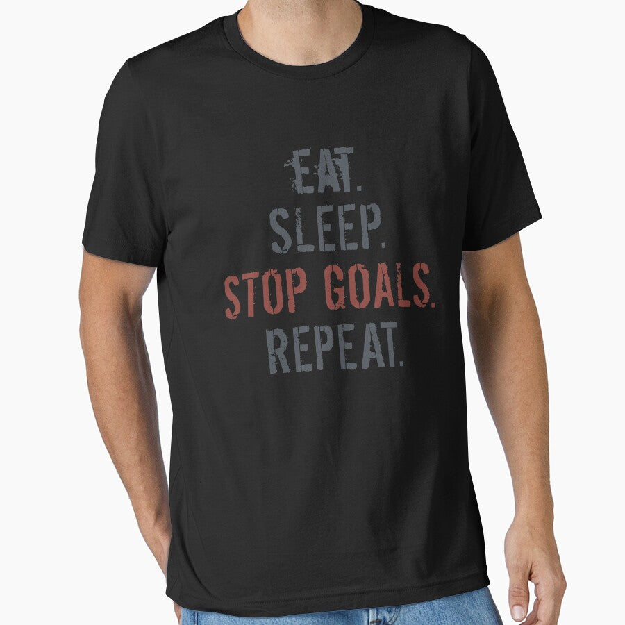 Eat Sleep Stop Goals by Kieran Abbott - Adult & Kids T-Shirts, Sweatshirts & Hoodies apparel design preview 1
