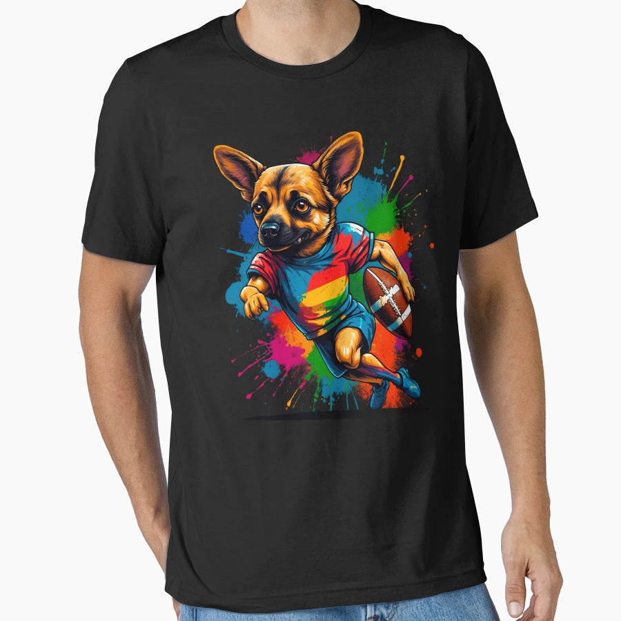 German Sheppard Dog Playing American T-Shirt - Trendy Graphic Men Women - T-Shirt, Sweatshirt, Hoodie