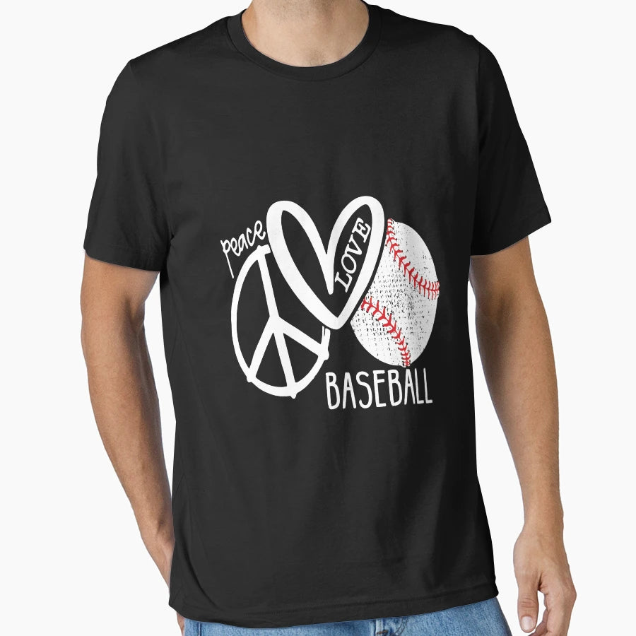 Peace Love Baseball Vector T-Shirt - Novelty Apparel for Adults - T-Shirt, Sweatshirt, Hoodie