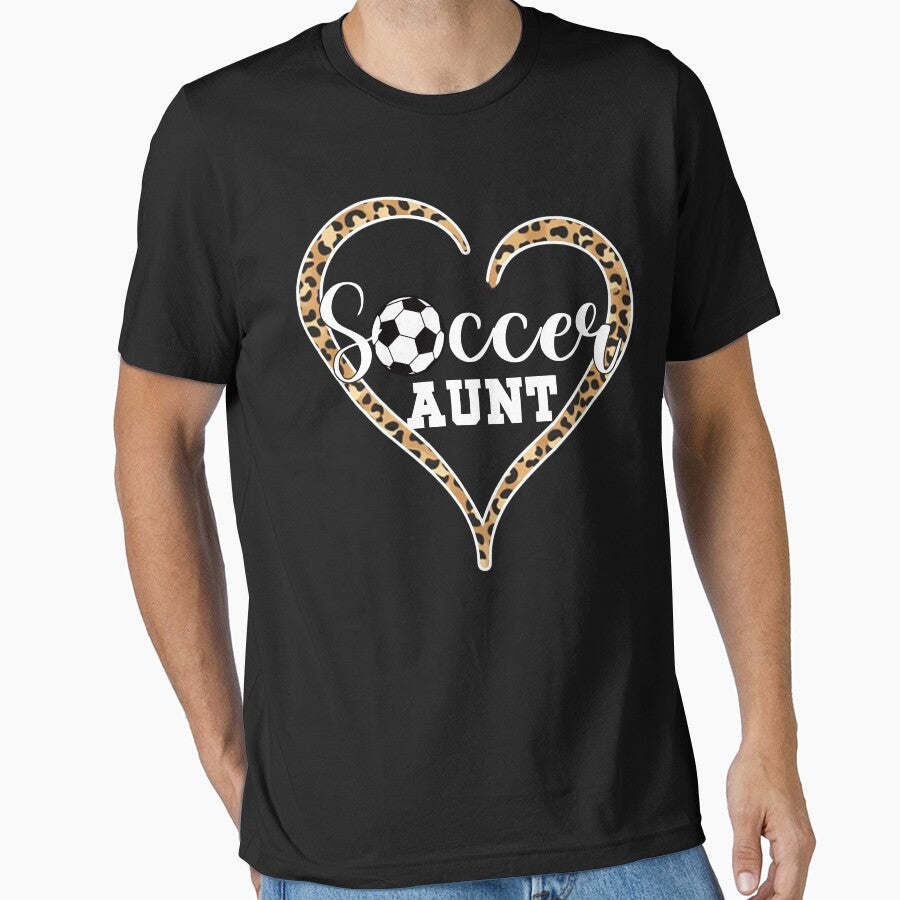 Leopard Heart Soccer Aunt by LarryMBrown - Adult & Kids T-Shirts, Sweatshirts & Hoodies apparel design preview 1