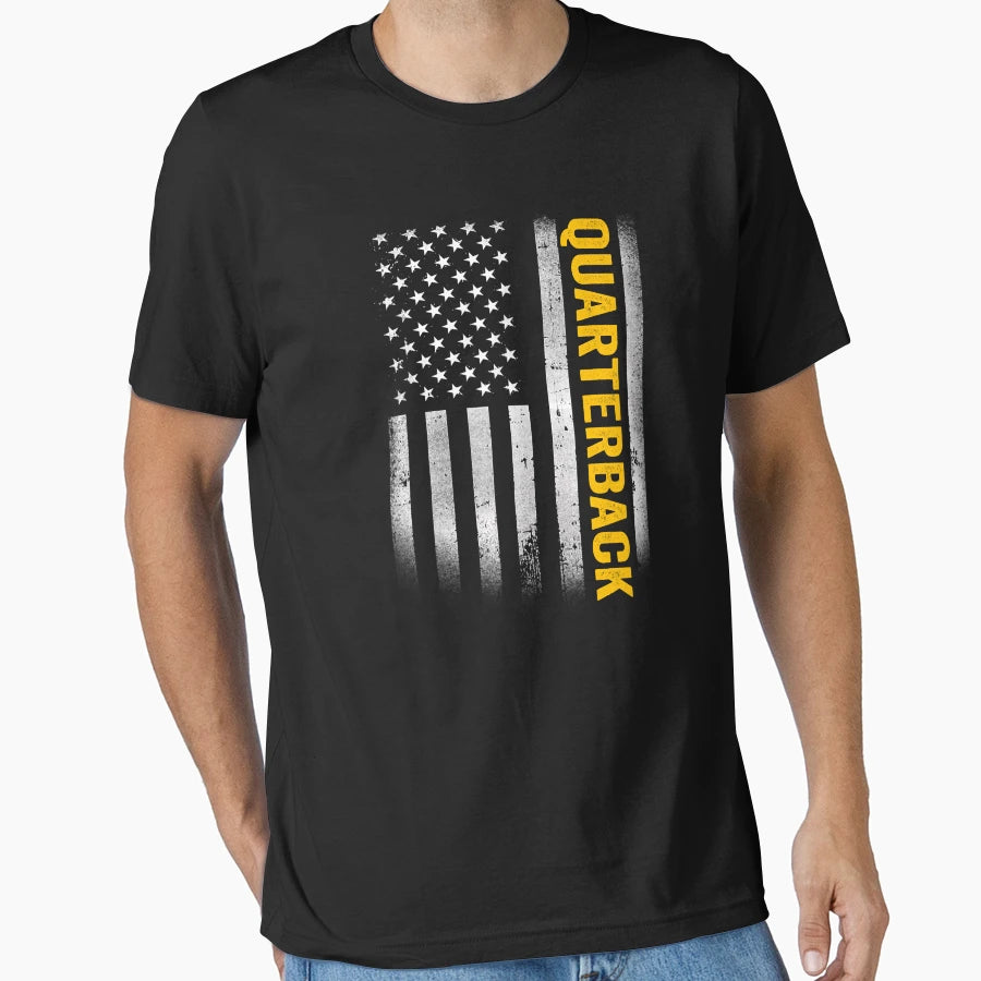 Quarterback Dad American Flag Usa T-Shirt - Graphic Print for Adults - T-Shirt, Sweatshirt, Hoodie