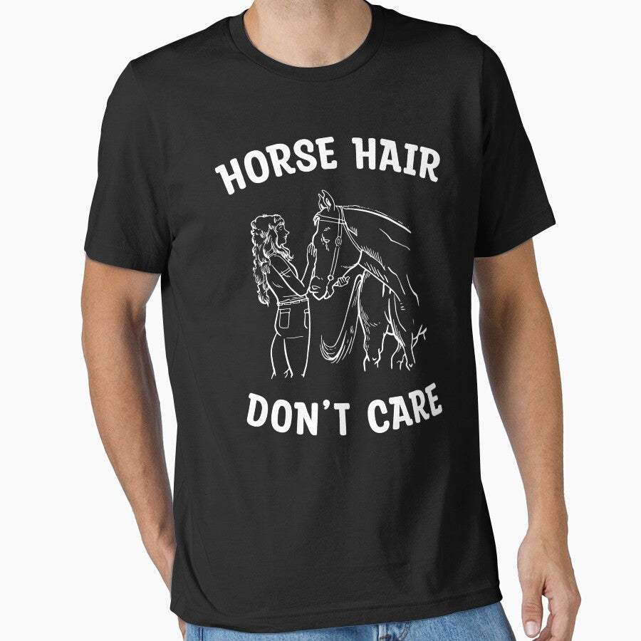 Horse Hair Don't Care with rider and by dJ-Design - Adult & Kids T-Shirts, Sweatshirts & Hoodies apparel design preview 1
