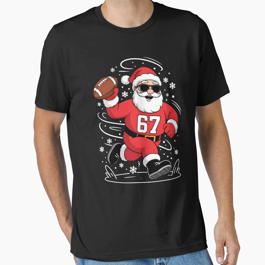 Funny American Football Santa 67 Holiday T-Shirt - Novelty Apparel Unisex - T-Shirt, Sweatshirt, Hoodie