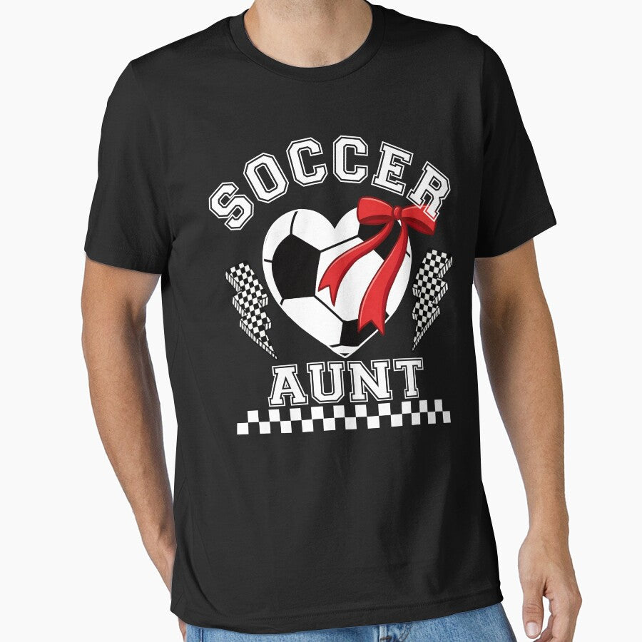 Soccer Aunt Heart Bow Vintage by LarryMBrown - Adult & Kids T-Shirts, Sweatshirts & Hoodies apparel design preview 1