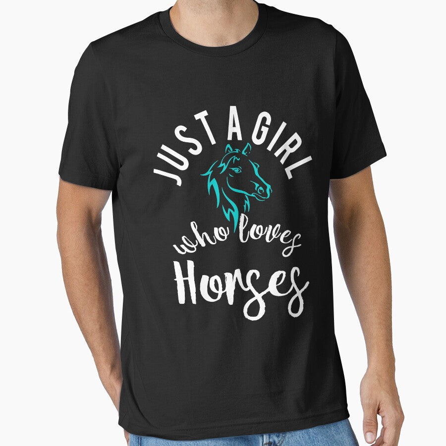 Cute I'm Just a girl who loves horses by LGamble12345 - Adult & Kids T-Shirts, Sweatshirts & Hoodies apparel design preview 1