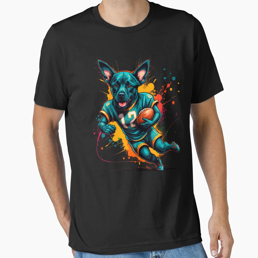 Labrador Dog Playing American Football T-Shirt - Unique Graphic for Adults - T-Shirt, Sweatshirt, Hoodie