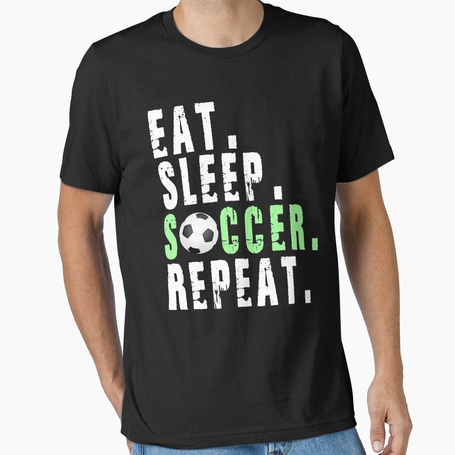 Eat Sleep Soccer Repeat by Simoel12 - Adult & Kids T-Shirts, Sweatshirts & Hoodies apparel design preview 1