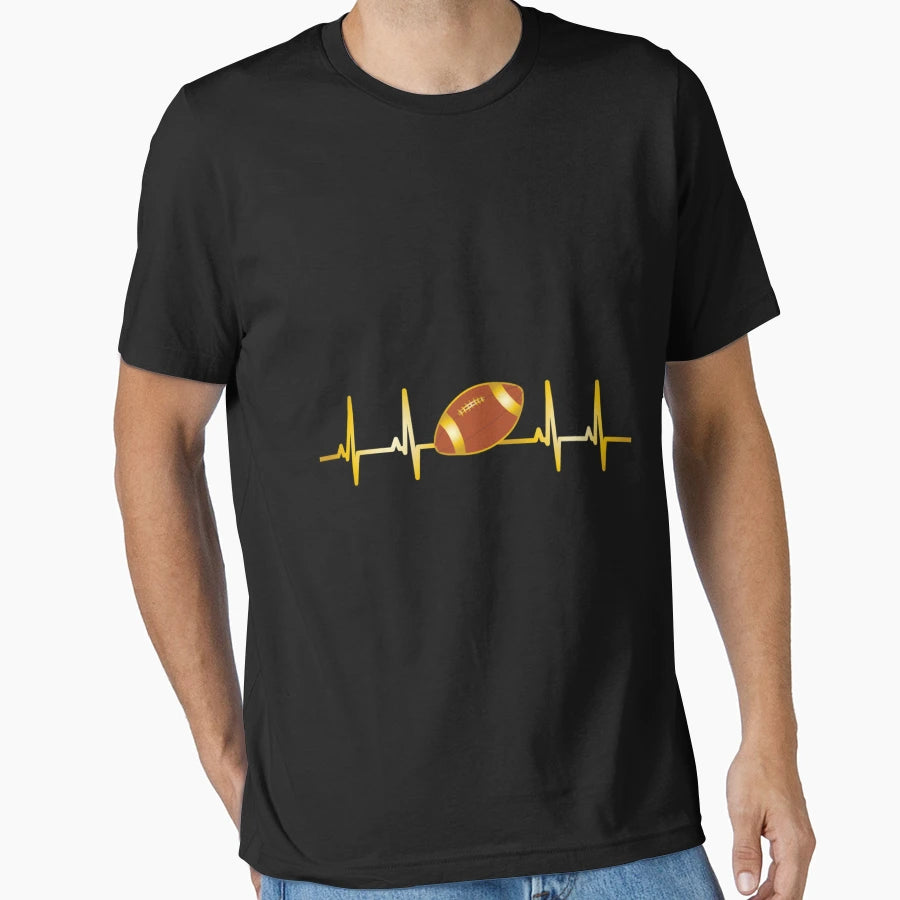 Football Picture Ecg Heartbeat Heart T-Shirt - Fun Novelty Design Unisex - T-Shirt, Sweatshirt, Hoodie