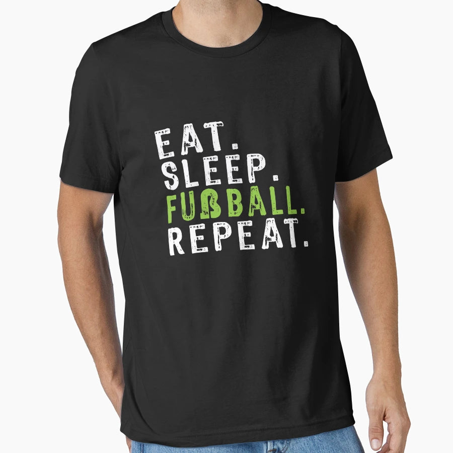 Funny Eat Sleep Fussballrepeat T-Shirt - Minimalist Print Men Women - T-Shirt, Sweatshirt, Hoodie