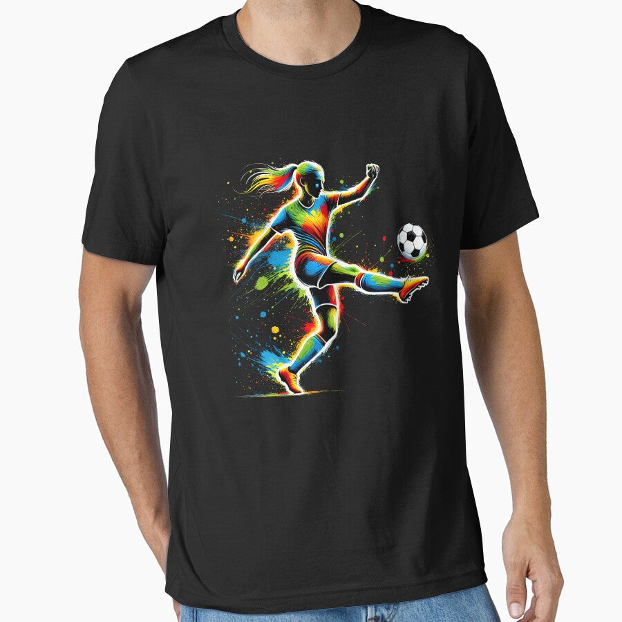 Colorful Soccer Player Football Lover Girl by - Adult & Kids T-Shirts, Sweatshirts & Hoodies apparel design preview 1