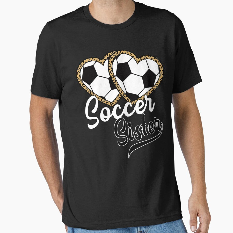 Leopard Soccer Sister Heart by LarryMBrown - Adult & Kids T-Shirts, Sweatshirts & Hoodies apparel design preview 1