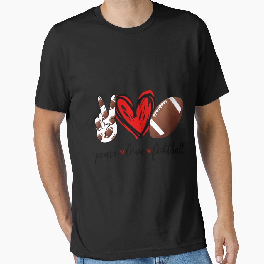 Peace Love Football T-Shirt - Aesthetic Graphic Men Women - T-Shirt, Sweatshirt, Hoodie