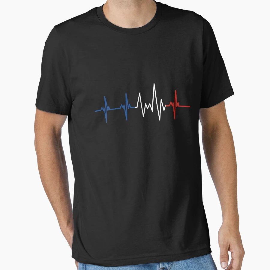 France Heartbeat Flag T-Shirt - Minimalist Print Unisex - T-Shirt, Sweatshirt, Hoodie