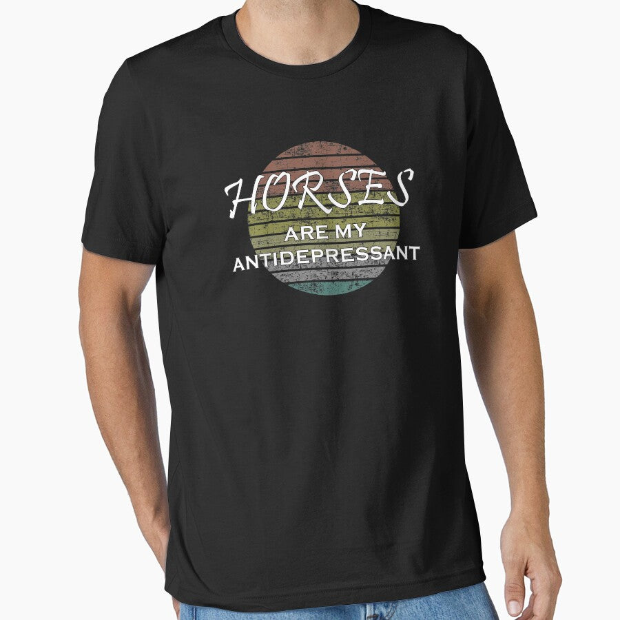 Horses are my antidepressant by Catsloversdotme - Adult & Kids T-Shirts, Sweatshirts & Hoodies apparel design preview 1