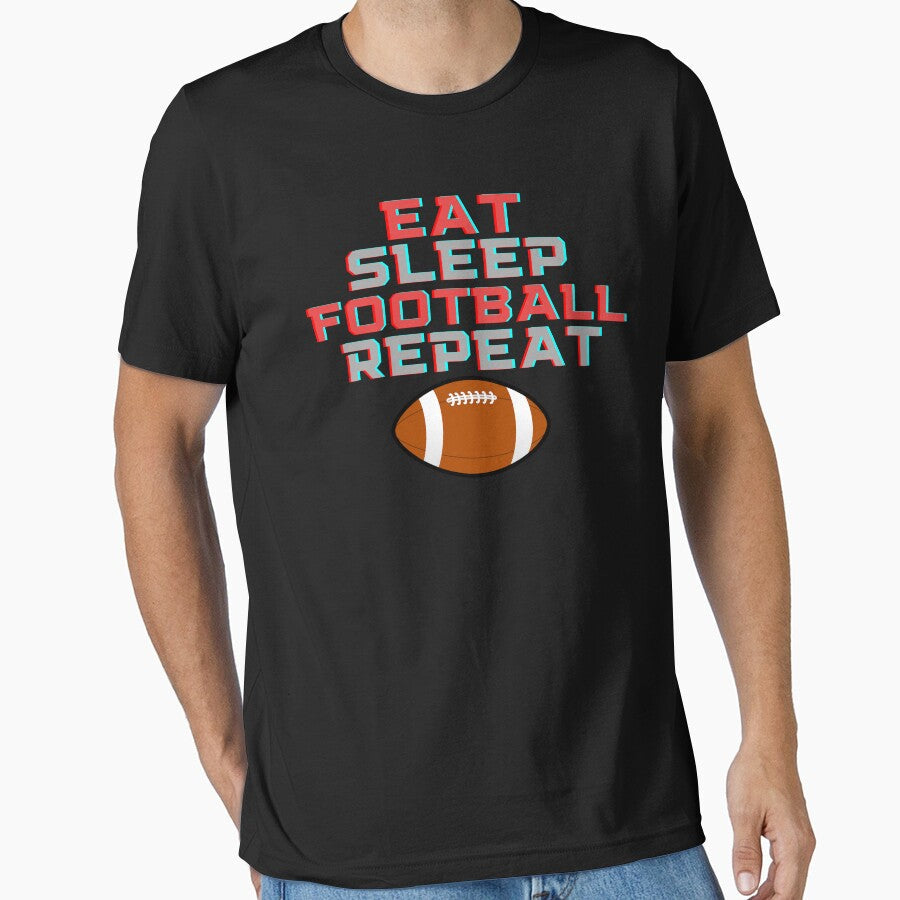 Eat Sleep Football Repeat by MrTsTshirts - Adult & Kids T-Shirts, Sweatshirts & Hoodies apparel design preview 1
