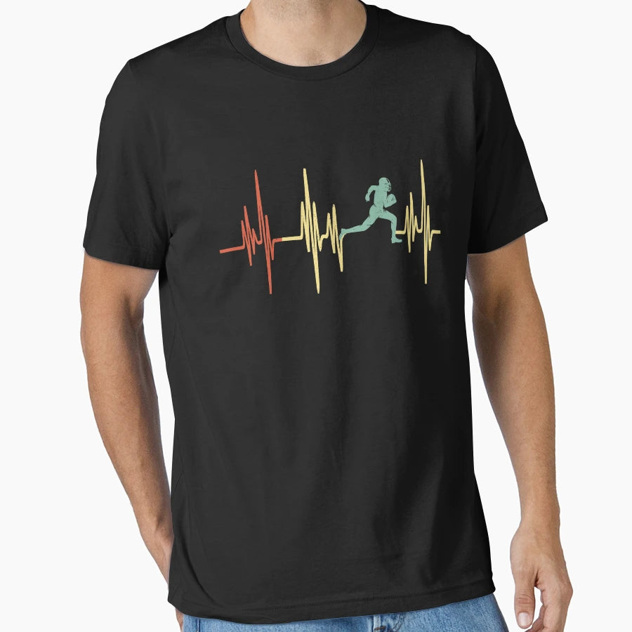 Heart Beating Football Sport Lovers T-Shirt - Novelty Apparel Men Women - T-Shirt, Sweatshirt, Hoodie