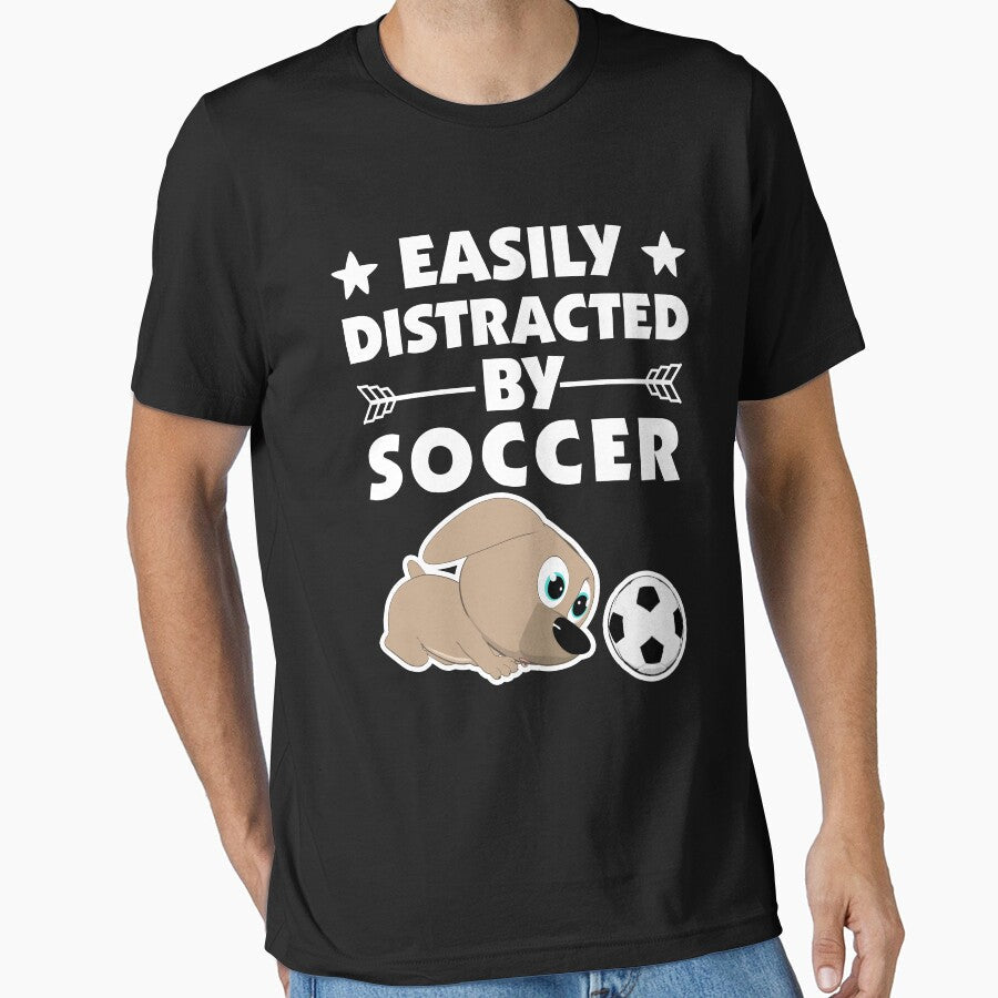 Easily Distracted by Soccer Curious Puppy onicon - Adult & Kids T-Shirts, Sweatshirts & Hoodies apparel design preview 1