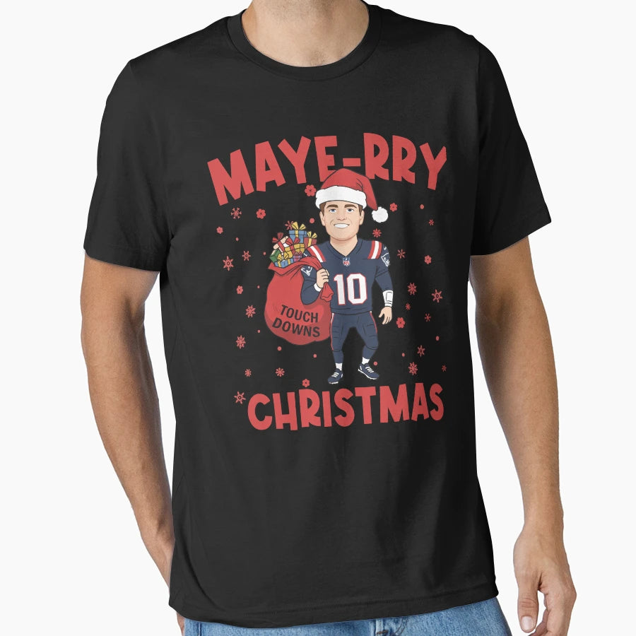Drake Maye Santa Claus Touch Downs New T-Shirt - Graphic Print Unisex - T-Shirt, Sweatshirt, Hoodie