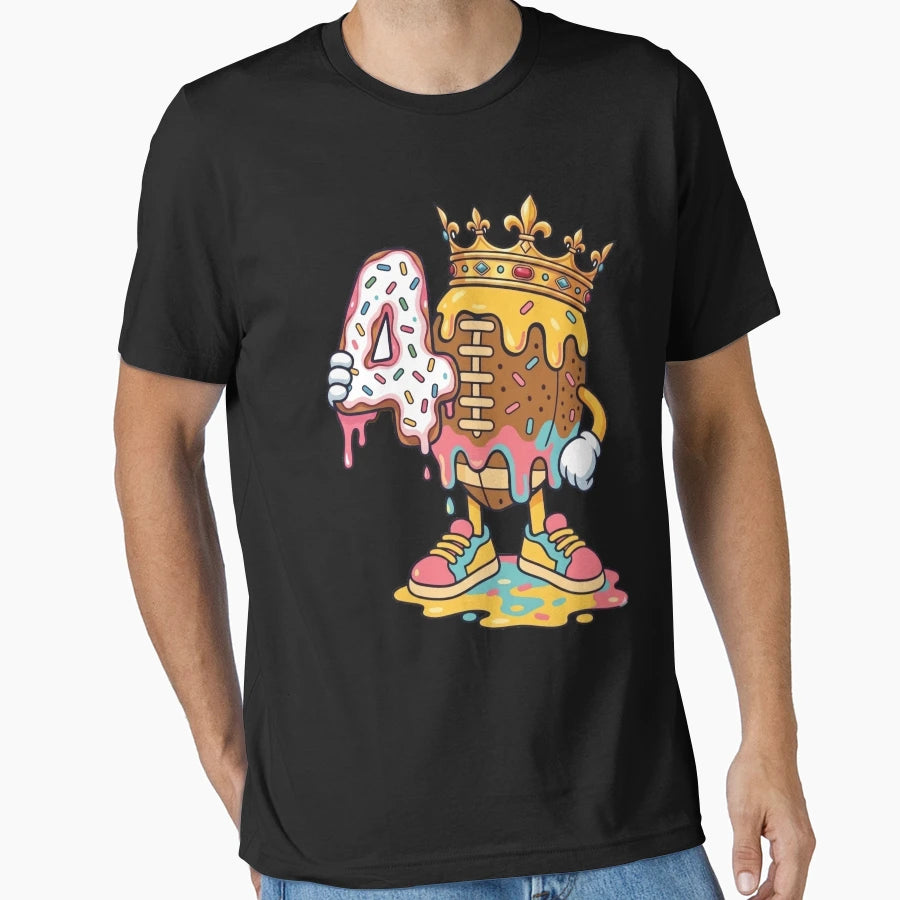 Football 4Th Birthday Ice Cream Drip T-Shirt - Trendy Graphic Men Women - T-Shirt, Sweatshirt, Hoodie
