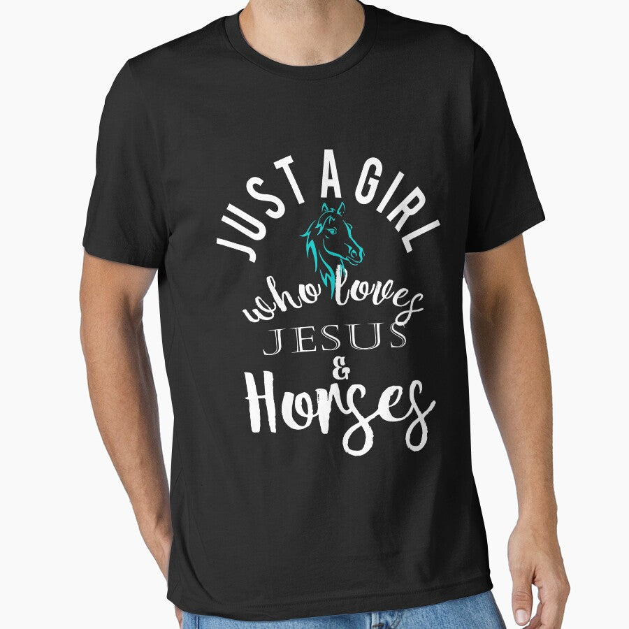 Cute I'm a girl who loves jesus and horses Christian - Adult & Kids T-Shirts, Sweatshirts & Hoodies apparel design preview 1
