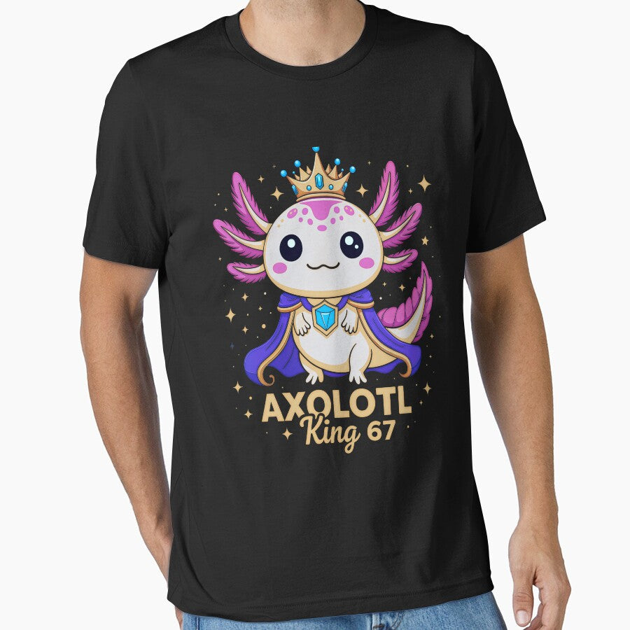 Axolotl King 67 Kawaii Cartoon by gear-posters - Adult & Kids T-Shirts, Sweatshirts & Hoodies apparel design preview 1