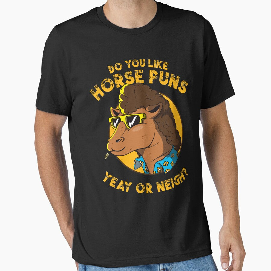 Funny Horse pun retro design Do you like puns yeay or - Adult & Kids T-Shirts, Sweatshirts & Hoodies apparel design preview 1