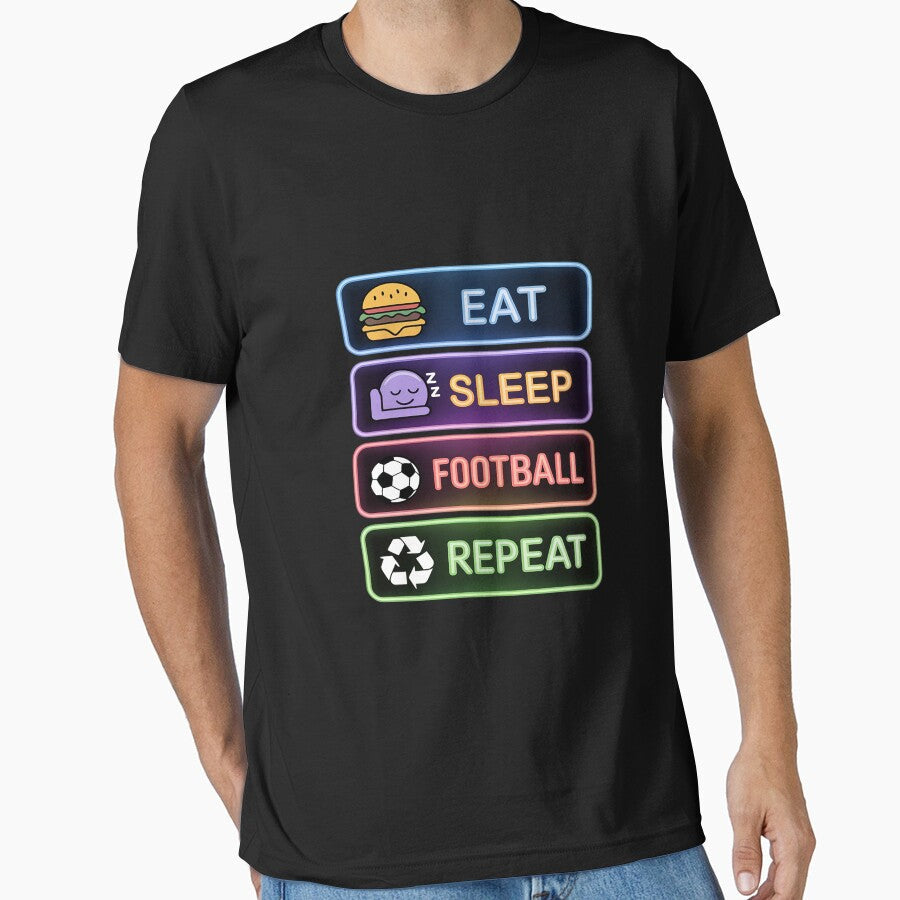 Eat Sleep Football Repeat Funny Soccer Players and - Adult & Kids T-Shirts, Sweatshirts & Hoodies apparel design preview 1