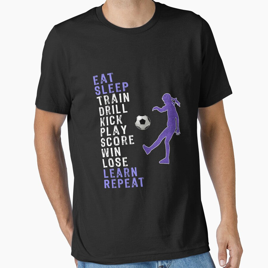 Funny Girls Soccer Football Gift Design Eat Sleep - Adult & Kids T-Shirts, Sweatshirts & Hoodies apparel design preview 1