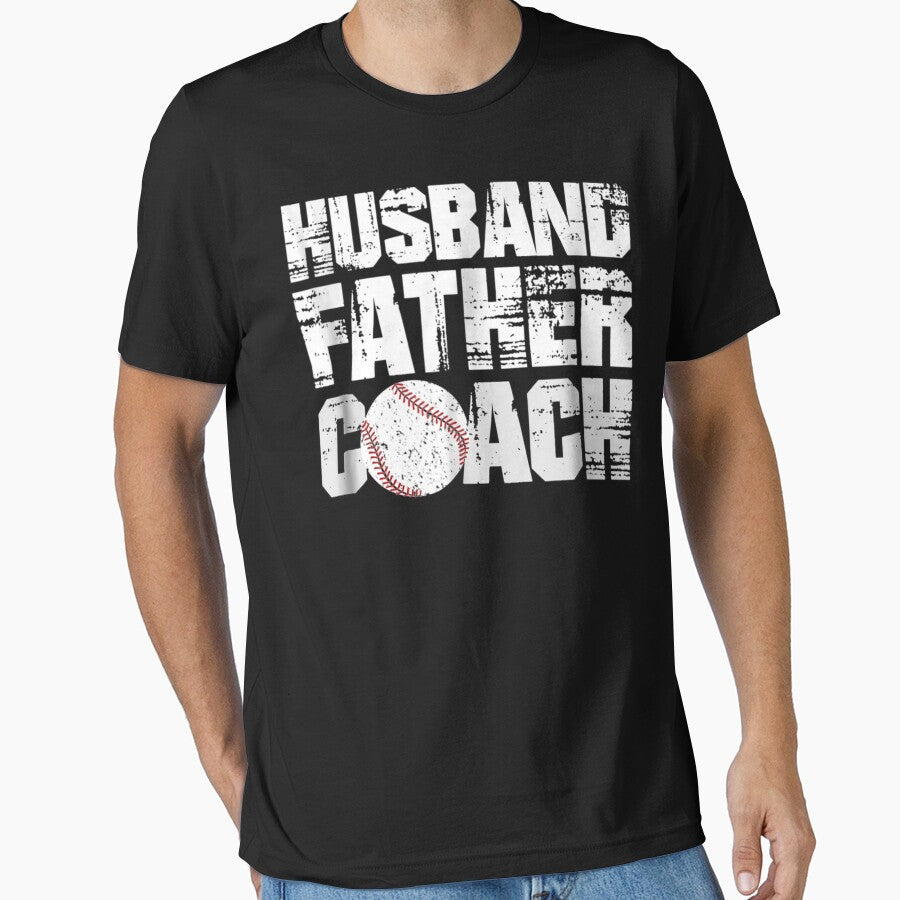 Husband Father Coach: Softball Baseball Dad Gift by - Adult & Kids T-Shirts, Sweatshirts & Hoodies apparel design preview 1