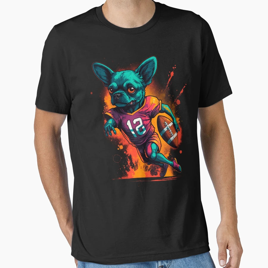 Chihuahua Dog Playing American Football T-Shirt - Trendy Graphic Unisex - T-Shirt, Sweatshirt, Hoodie