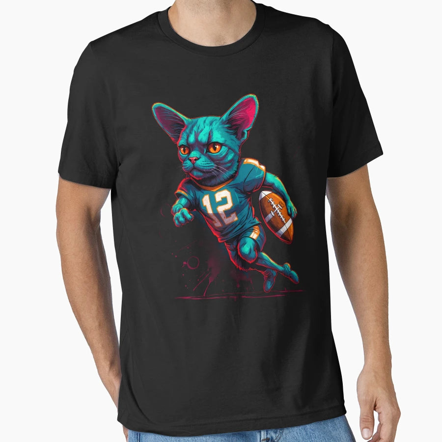 Grumpy Persian Cat Playing American T-Shirt - Graphic Print Men Women - T-Shirt, Sweatshirt, Hoodie