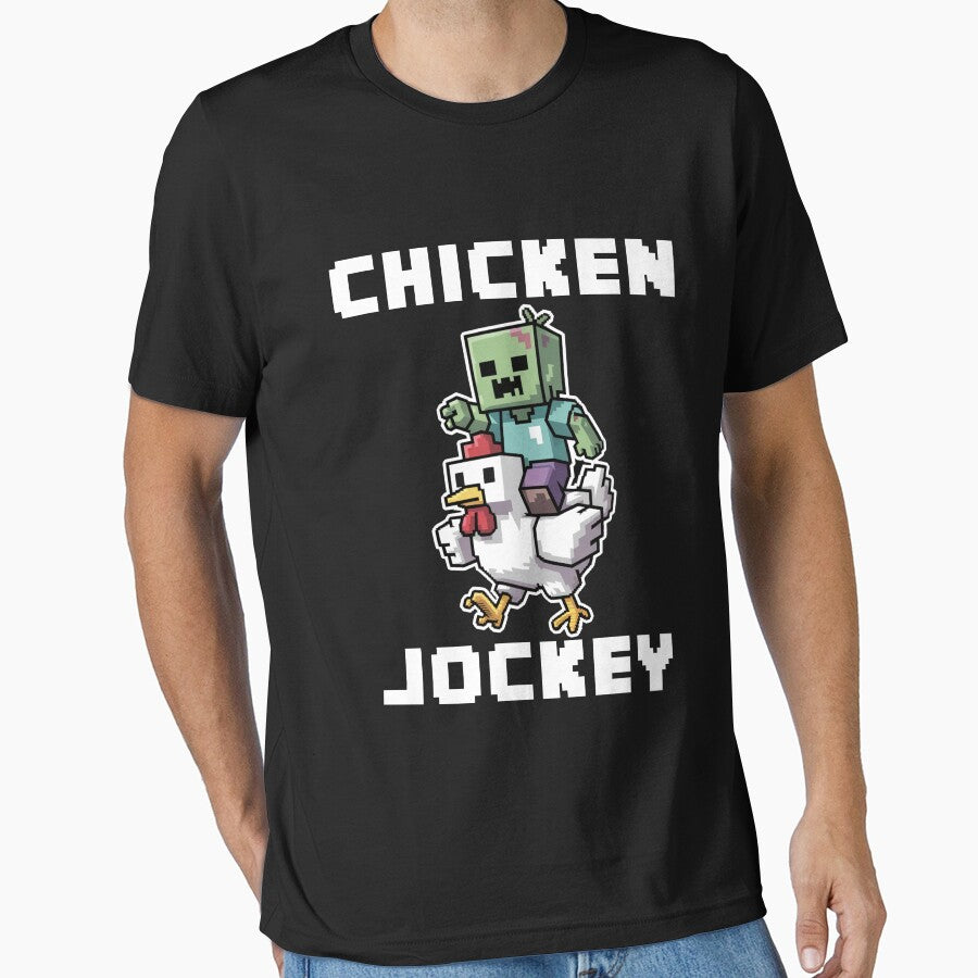Chicken Jockey Pixel Funny by shopytee (11k) - Adult & Kids T-Shirts, Sweatshirts & Hoodies apparel design preview 1