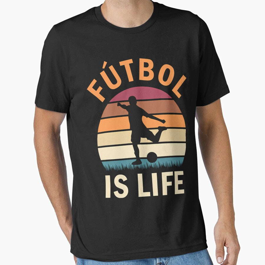 Fútbol Is Life Football and Soccer Lover Vintage - Adult & Kids T-Shirts, Sweatshirts & Hoodies apparel design preview 1