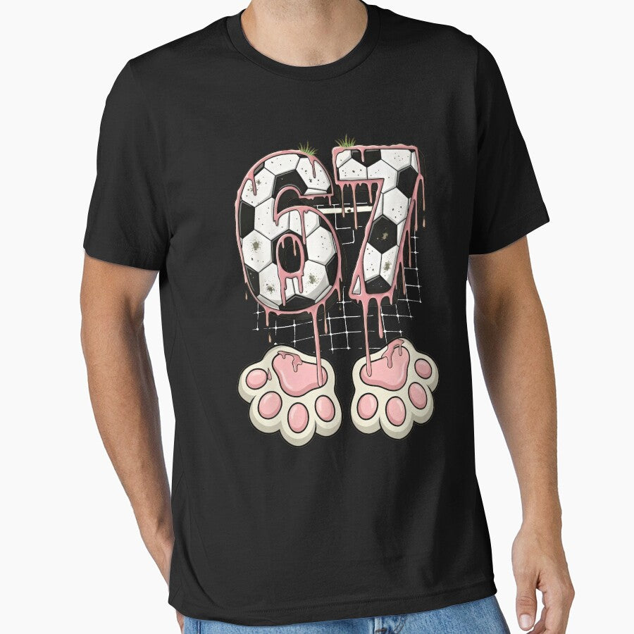 Melting Soccer 67 with Cat Paw Feet by - Adult & Kids T-Shirts, Sweatshirts & Hoodies apparel design preview 1