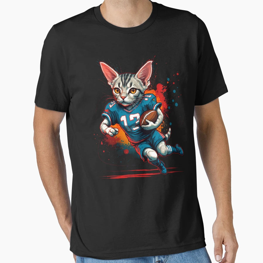 Shorthair Cat Playing American T-Shirt - Streetwear Style for Adults - T-Shirt, Sweatshirt, Hoodie