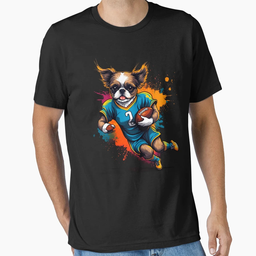Shih Tzu Dog Playing American T-Shirt - Casual Everyday Wear Unisex - T-Shirt, Sweatshirt, Hoodie