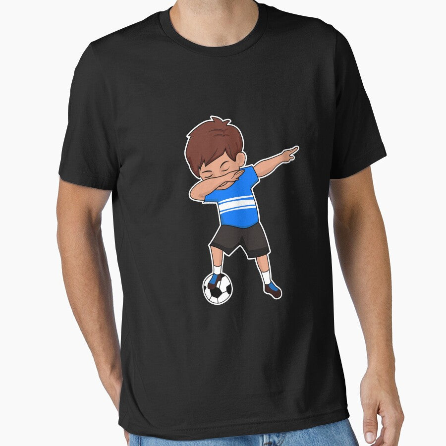 Dabbing Soccer Player Blue Sports Team Athletic - Adult & Kids T-Shirts, Sweatshirts & Hoodies apparel design preview 1
