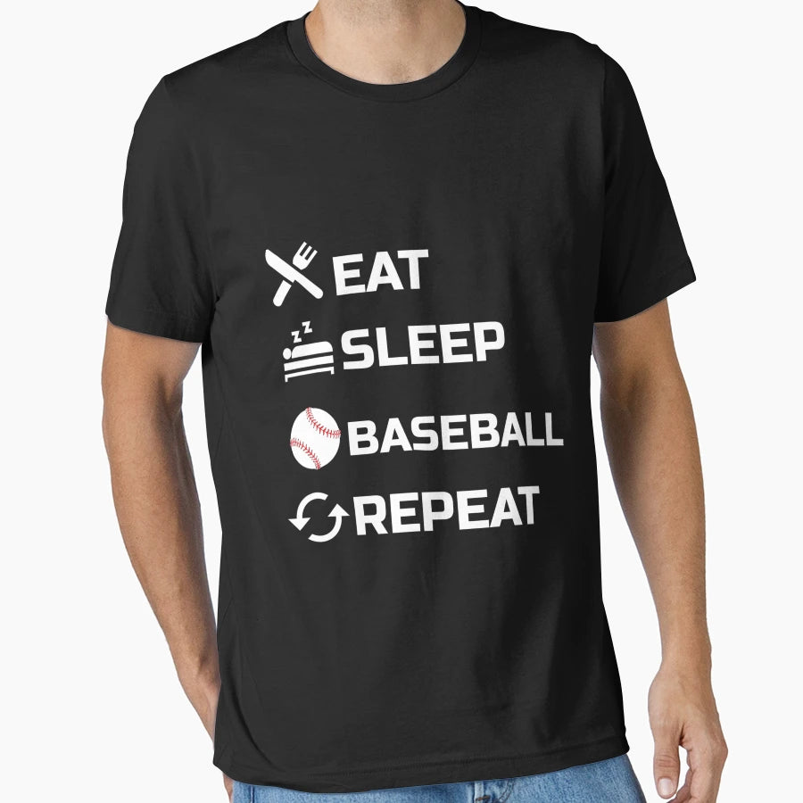 Eat Sleep Baseball Repeat T-Shirt - Casual Everyday Wear for Adults - T-Shirt, Sweatshirt, Hoodie