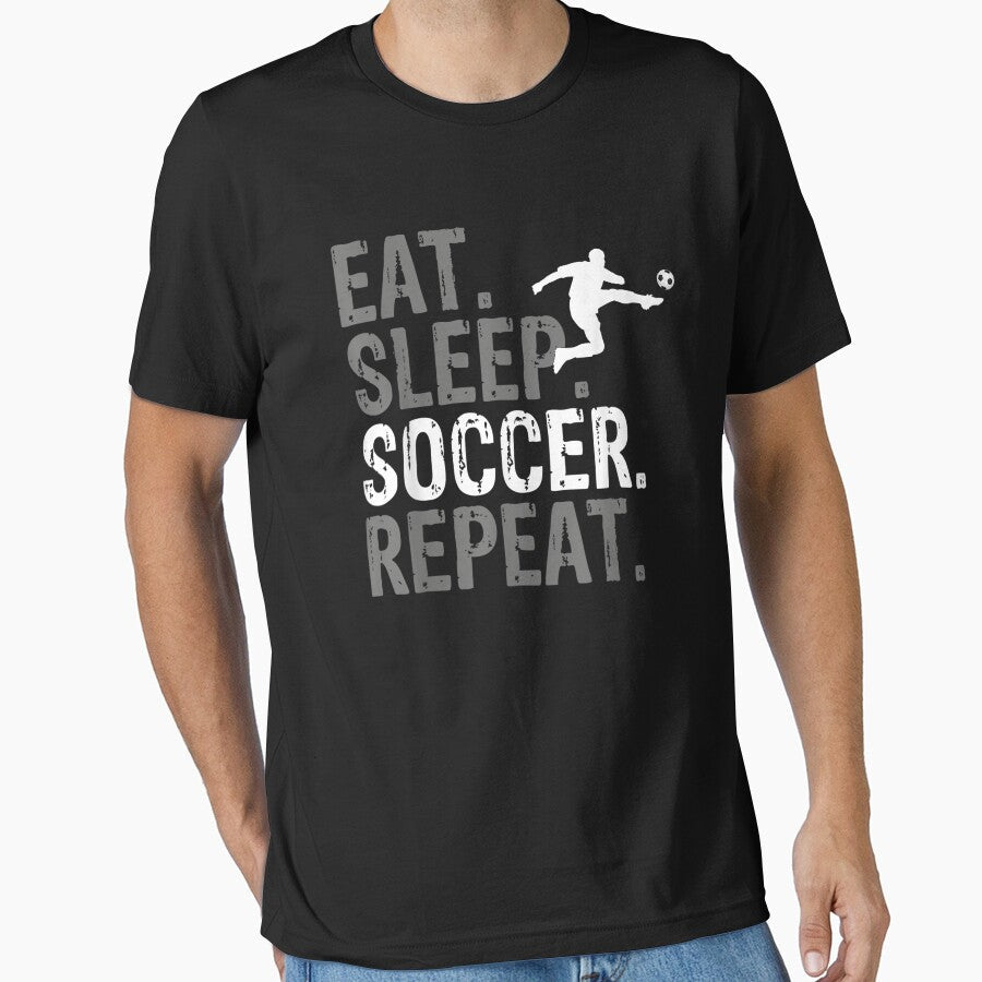 Eat Sleep Soccer Repeat Graphic by faythesimrit - Adult & Kids T-Shirts, Sweatshirts & Hoodies apparel design preview 1