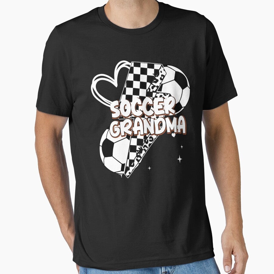 Leopard Soccer Grandma Checkered Bolt by LarryMBrown - Adult & Kids T-Shirts, Sweatshirts & Hoodies apparel design preview 1