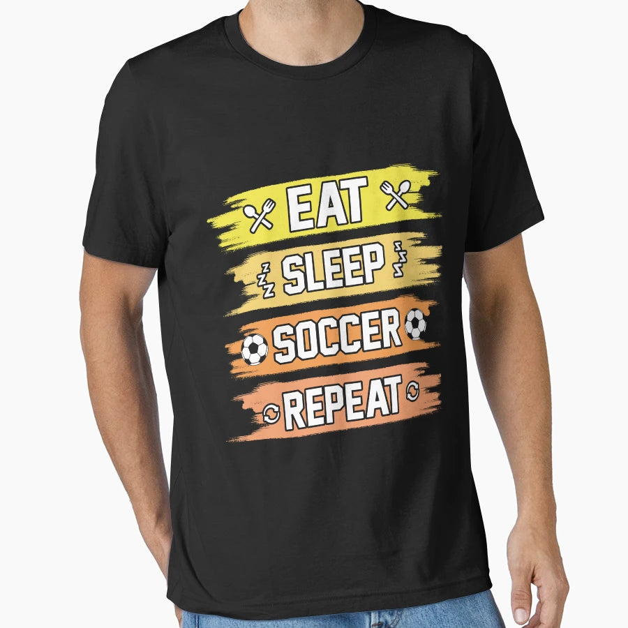 Eat Sleep Soccer Repeat T-Shirt - Minimalist Print for Adults - T-Shirt, Sweatshirt, Hoodie